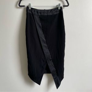 Missguided satin wrap skirt in black